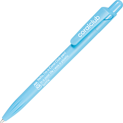Penna in plastica riciclata, azzurra