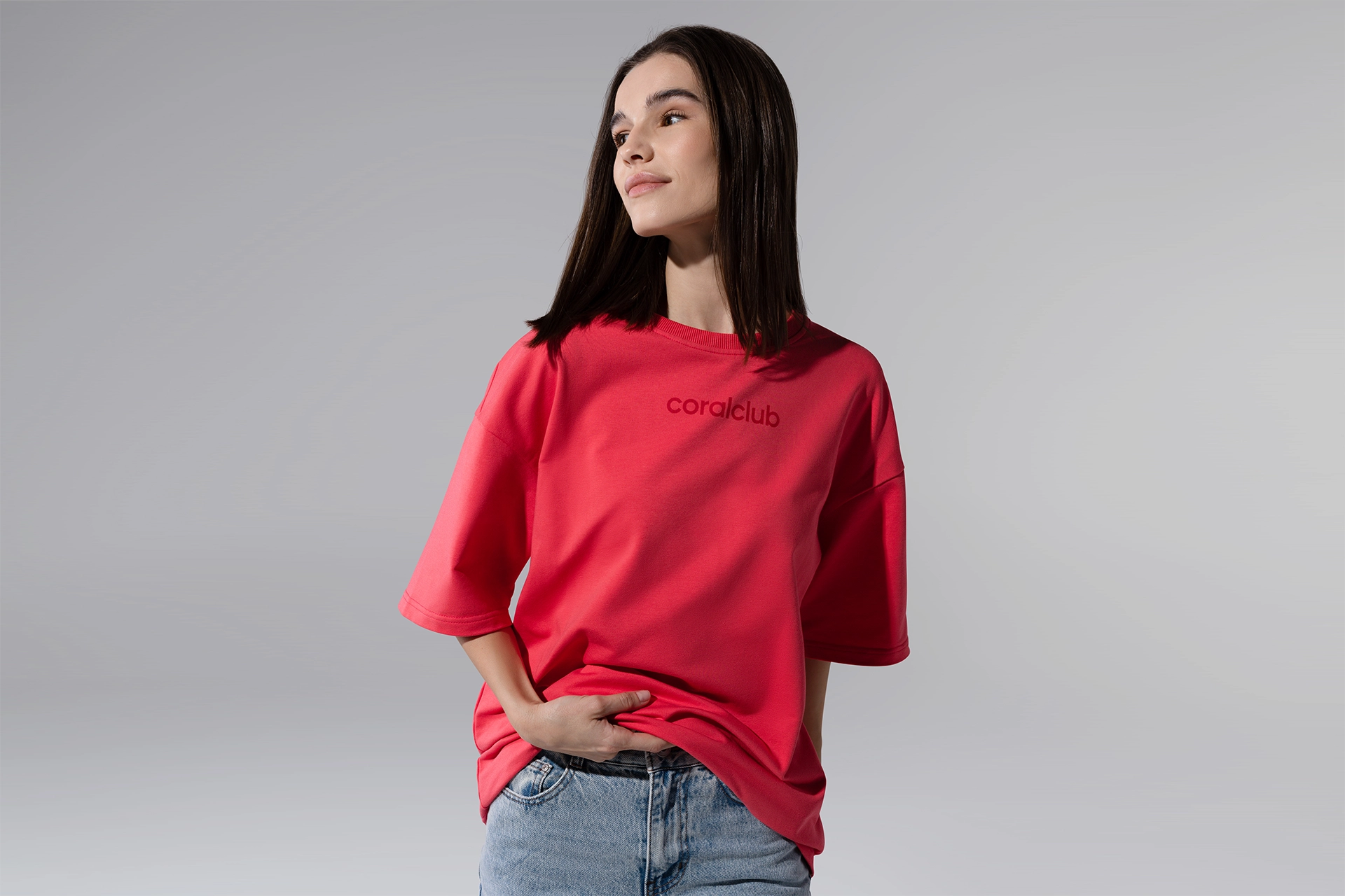 T-shirt oversize, corallo